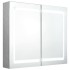 Armario de baño con espejo LED gris hormigón 80x12x68