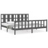 Estructura de cama con cabecero madera maciza gris 200x200