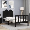 Estructura de cama con cabecero madera maciza negro 90x200 cm