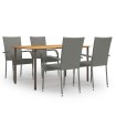 Set de muebles de comedor de jardín 5 piezas de ratán gris