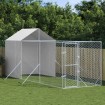 Perrera de exterior con toldo acero galvanizado plata 2x6x2,5 m