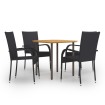 Set de muebles de comedor de jardín 5 piezas ratán PE negro