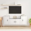 Set de muebles de TV 3 piezas madera contrachapada blanco