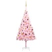 Árbol de Navidad preiluminado con luces y bolas rosa 240 cm