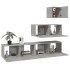 Set de muebles de TV 4 pzas madera contrachapada gris