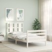 Estructura de cama con cabecero madera maciza blanco 90x200 cm