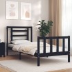 Estructura de cama con cabecero madera maciza negro