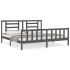 Estructura de cama con cabecero madera maciza gris 200x200