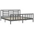 Estructura de cama con cabecero madera maciza gris 200x200