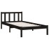 Estructura de cama con cabecero madera maciza negro 90x200