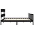 Estructura de cama con cabecero madera maciza negro 200x200