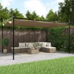 Pérgola con cubierta retráctil gris taupe 395x292x230 cm