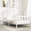 Estructura de cama con cabecero madera maciza blanco 100x200 cm