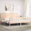 Estructura de cama con cabecero madera maciza 200x200 cm