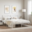 Estructura de cama de metal con cabecero blanco 183x213 cm