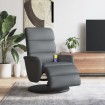 Sillón reclinable de masaje con reposapiés cuero sintético gris