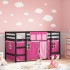 Cama alta para niños con cortinas madera pino rosa 80x200