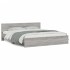 Estructura de cama cabecero y luces LED gris Sonoma 200x200