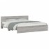 Estructura de cama cabecero y luces LED gris Sonoma 200x200