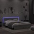 Estructura de cama cabecero y luces LED gris Sonoma 160x200