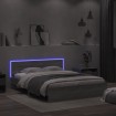 Estructura de cama cabecero y luces LED gris Sonoma 160x200 cm