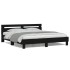 Estructura de cama con cabecero y luces LED negra 200x200