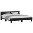 Estructura de cama con cabecero y luces LED negra 200x200