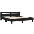 Estructura de cama con cabecero y luces LED negra 200x200