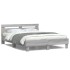 Estructura de cama cabecero y luces LED gris Sonoma 140x190