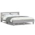 Estructura de cama cabecero y luces LED gris Sonoma 150x200