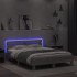 Estructura de cama cabecero y luces LED gris Sonoma 150x200