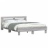 Estructura de cama cabecero y luces LED gris Sonoma 150x200