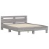 Estructura de cama cabecero y luces LED gris Sonoma 150x200