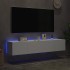 Muebles de TV de pared con luces LED 2 uds blanco 80x35x31