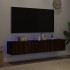 Muebles TV de pared luces LED 2 uds marrón roble 80x35x31