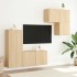 Muebles de TV de pared 4 pzas madera de ingeniería roble