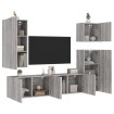 Muebles de TV de pared 5 pzas madera de ingeniería gris Sonoma