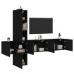 Muebles de TV de pared 5 piezas madera de ingeniería negro