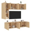 Muebles de TV de pared 5 pzas madera de ingeniería roble Sonoma