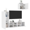 Muebles de TV de pared 4 piezas madera de ingeniería blanco