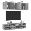 Muebles de TV de pared 5 pzas madera ingeniería gris hormigón