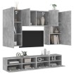 Muebles de TV de pared 5 pzas madera ingeniería gris hormigón