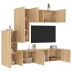 Muebles de TV de pared 5 pzas madera de ingeniería roble Sonoma