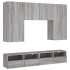 Muebles de TV de pared 5 pzas madera de ingeniería gris