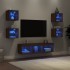 Muebles TV pared con LED 7 pzas madera ingeniería marrón