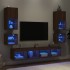 Muebles TV pared con LED 8 pzas madera ingeniería marrón