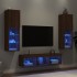 Muebles TV pared con LED 5 pzas madera ingeniería marrón