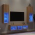 Muebles TV pared con LED 5 pzas madera ingeniería roble