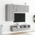 Muebles de TV de pared 4 pzas madera de ingeniería gris