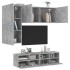 Muebles de TV de pared 4 pzas madera ingeniería gris